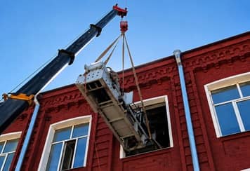 Подъем термопластавтомата через оконный проем